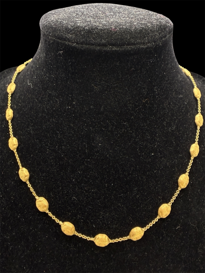 18k Gold Marco Bicego Italian 16' Necklace With 18k Gold Oval Bead Elements 12.8g Retails $3,600