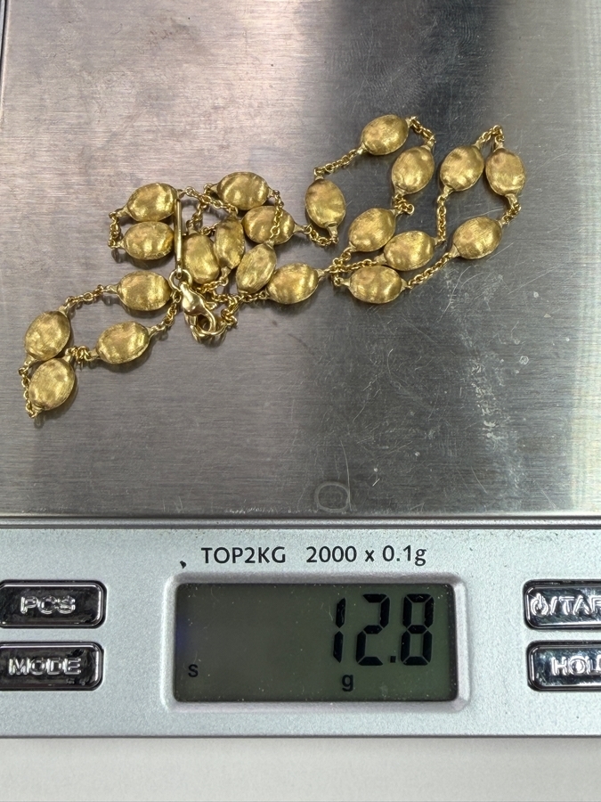 18k Gold Marco Bicego Italian 16' Necklace With 18k Gold Oval Bead Elements 12.8g Retails $3,600 [Photo 10]