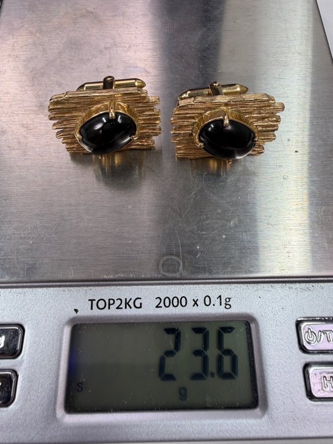 Stunning 14k Gold Star Diopside Men's Cufflinks 23.6g Retails $8,000 [Photo 10]