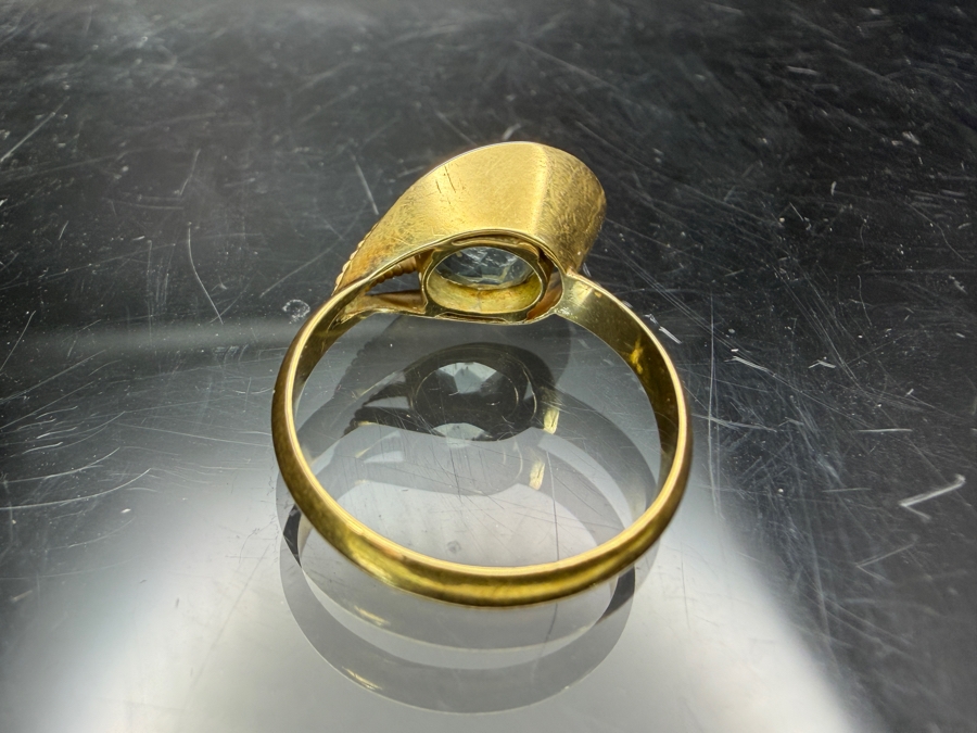 16.6k Gold Oval Sky Blue Topaz 7.5 x 5.7mm Ring Size 6.25 3.2g Retails $1,400 [Photo 6]