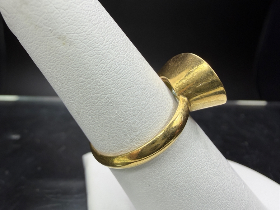 16.6k Gold Oval Sky Blue Topaz 7.5 x 5.7mm Ring Size 6.25 3.2g Retails $1,400 [Photo 5]