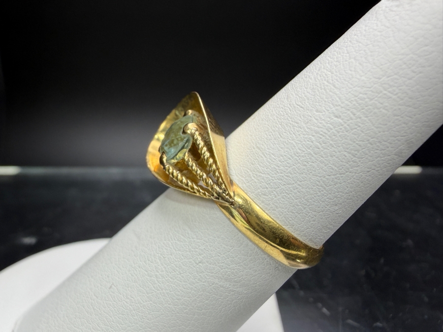 16.6k Gold Oval Sky Blue Topaz 7.5 x 5.7mm Ring Size 6.25 3.2g Retails $1,400 [Photo 4]