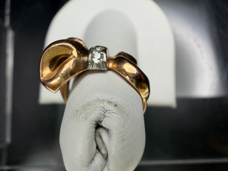 14k Gold Ring With (3) 1.4-2mm Single Cut Diamonds Size 3 4.6g Retails $1,600 [Photo 3]
