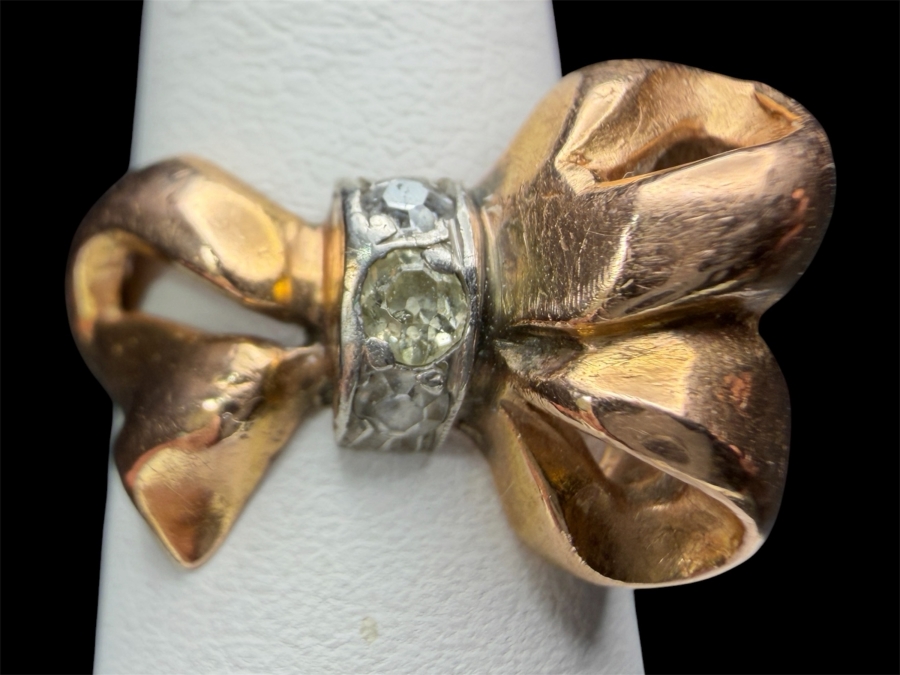 14k Gold Ring With (3) 1.4-2mm Single Cut Diamonds Size 3 4.6g Retails $1,600