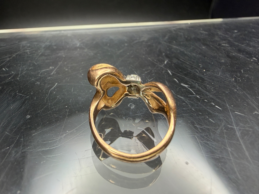 14k Gold Ring With (3) 1.4-2mm Single Cut Diamonds Size 3 4.6g Retails $1,600 [Photo 4]