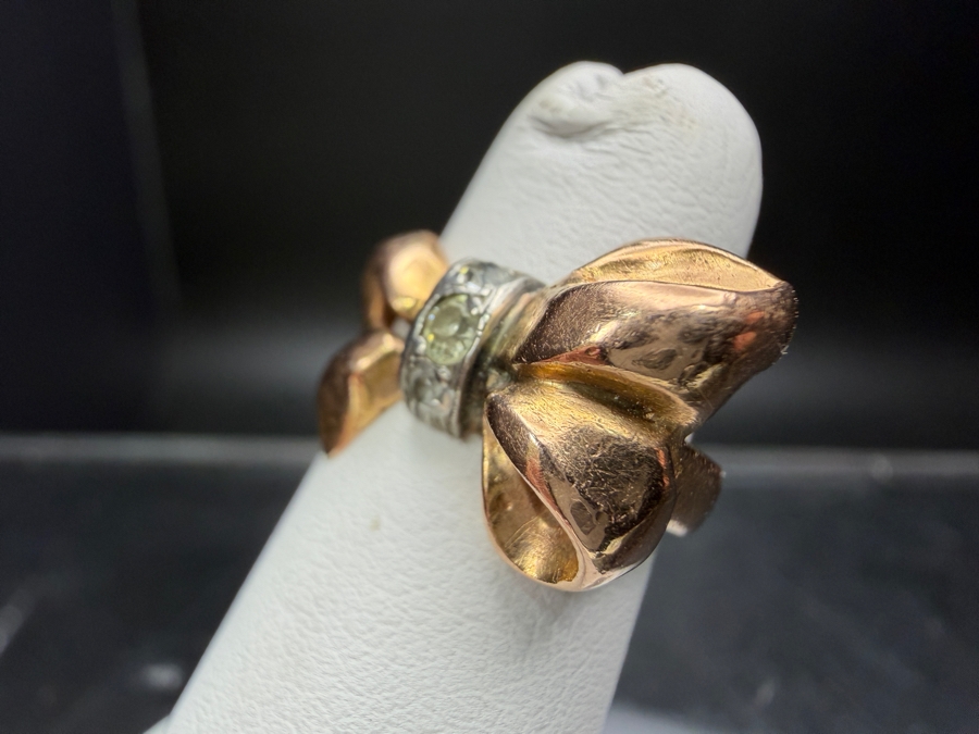 14k Gold Ring With (3) 1.4-2mm Single Cut Diamonds Size 3 4.6g Retails $1,600 [Photo 2]