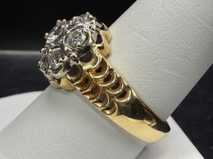 14k Gold Diamond Ring With 4.5mm Round Brilliant Cut Center Diamond Est. .40ct Surrounded By (6) 3mm Round Brilliant Cut Diamonds Est. .60cttw (Total Of 1.0cttw) Size 10.25 8.2g Retails $4,800 [Photo 7]