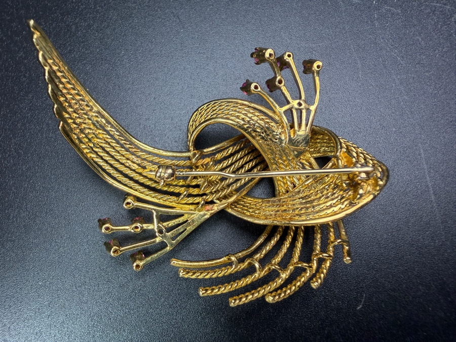 18k Gold Brooch Pin With (10) 2-2.2mm Rubies 2.25'W 14.8g Retails $6,400 [Photo 5]