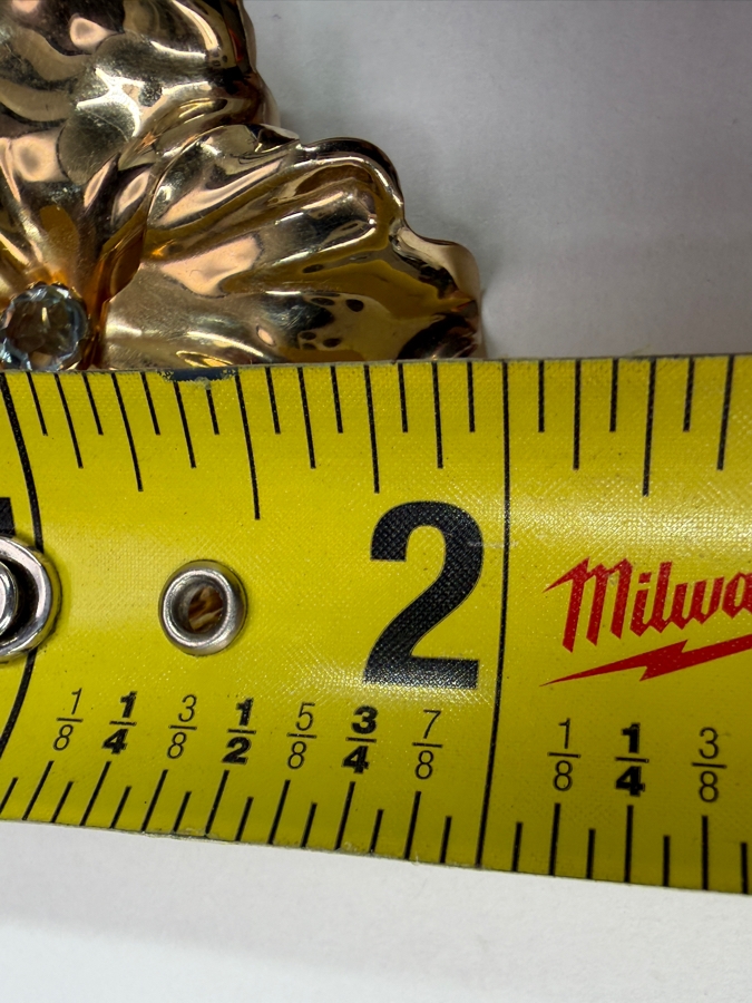 10k Gold Brooch Pin With 6mm Sky Blue Topaz 2'W 8.4g Retails $2,100 [Photo 9]