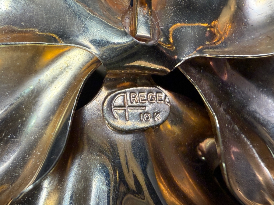 10k Gold Brooch Pin With 6mm Sky Blue Topaz 2'W 8.4g Retails $2,100 [Photo 7]