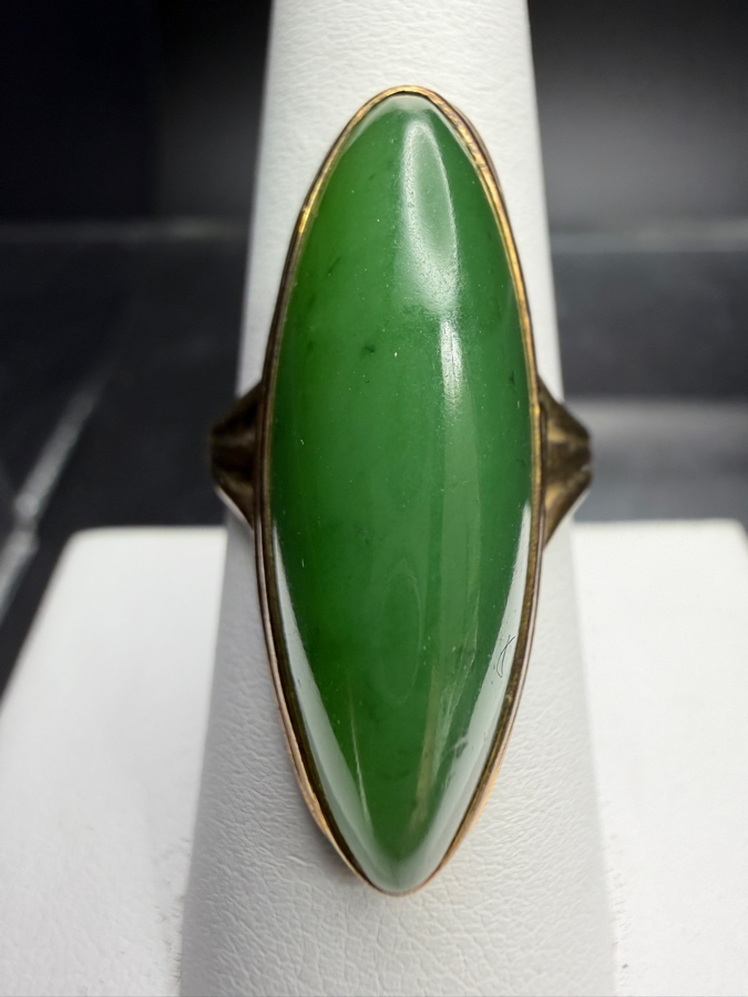 10k Gold Elongated Cabochon Hydrogrossular Garnet Size 7.5 8.0g Retails $1,600 [Photo 2]