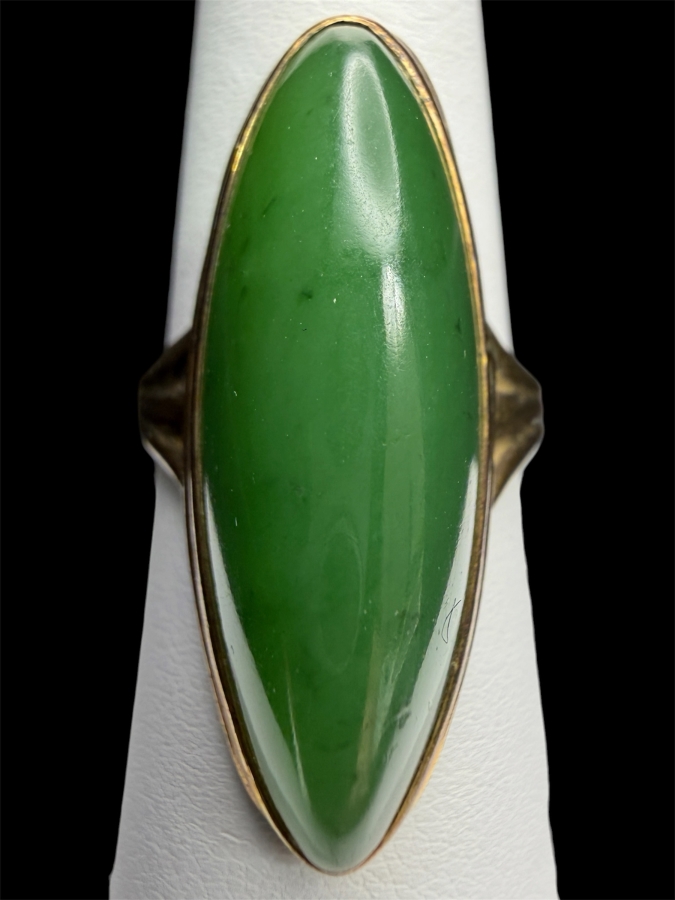 10k Gold Elongated Cabochon Hydrogrossular Garnet Size 7.5 8.0g Retails $1,600