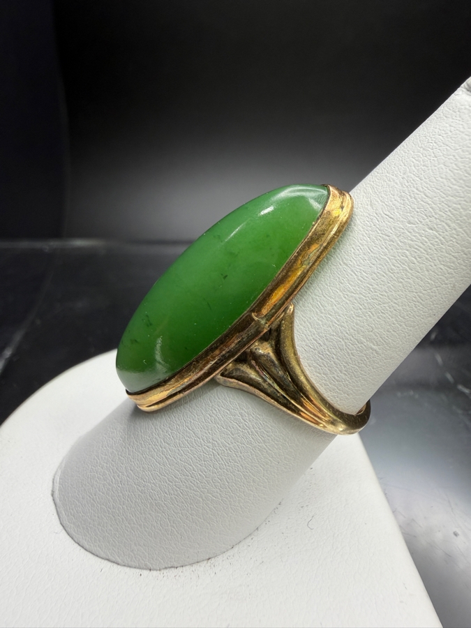 10k Gold Elongated Cabochon Hydrogrossular Garnet Size 7.5 8.0g Retails $1,600 [Photo 5]