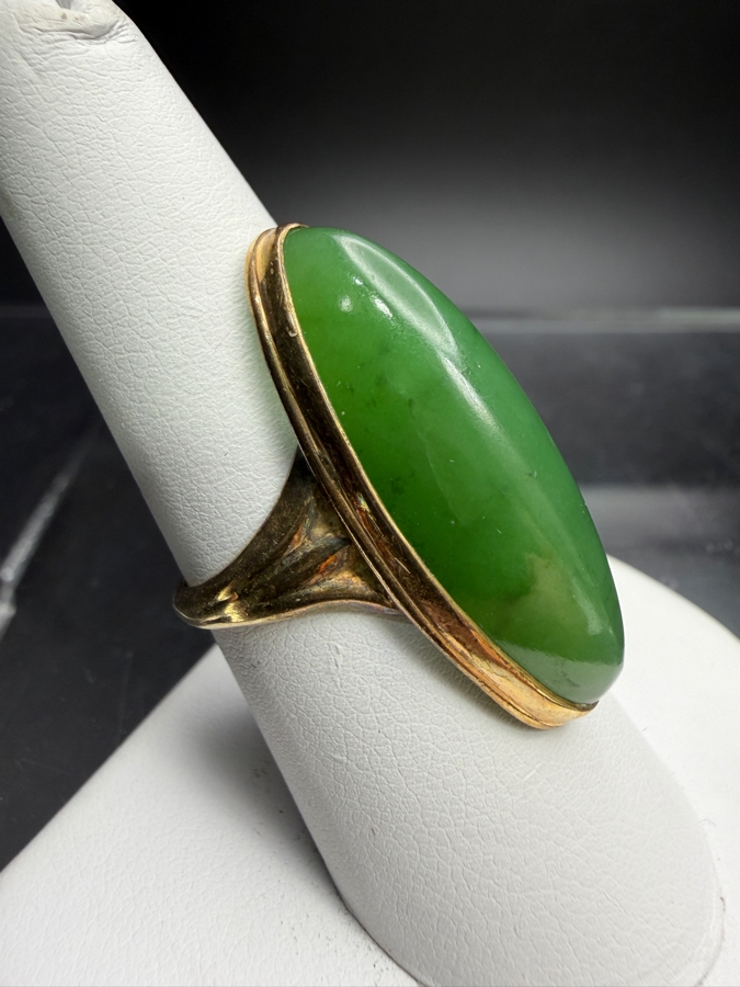 10k Gold Elongated Cabochon Hydrogrossular Garnet Size 7.5 8.0g Retails $1,600 [Photo 4]