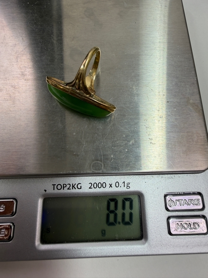 10k Gold Elongated Cabochon Hydrogrossular Garnet Size 7.5 8.0g Retails $1,600 [Photo 6]