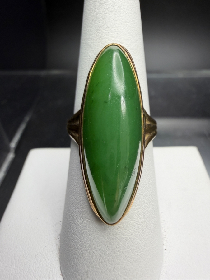 10k Gold Elongated Cabochon Hydrogrossular Garnet Size 7.5 8.0g Retails $1,600 [Photo 3]