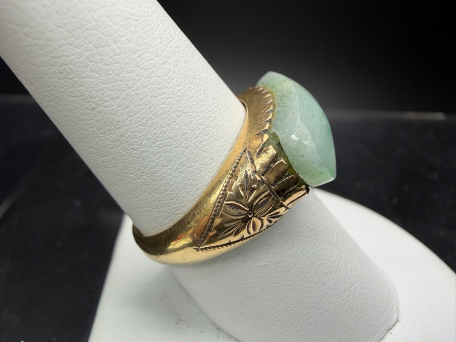 18k Gold Jadeite Ring Size 9 4.1g Retails $2,000 [Photo 5]