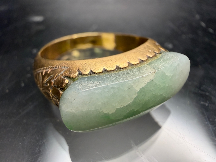 18k Gold Jadeite Ring Size 9 4.1g Retails $2,000 [Photo 11]