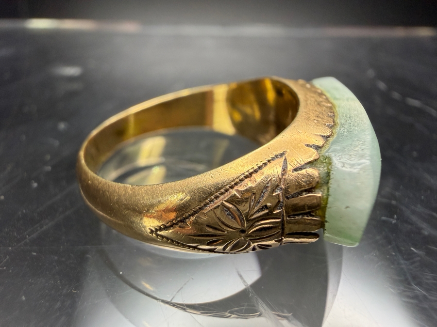 18k Gold Jadeite Ring Size 9 4.1g Retails $2,000 [Photo 12]