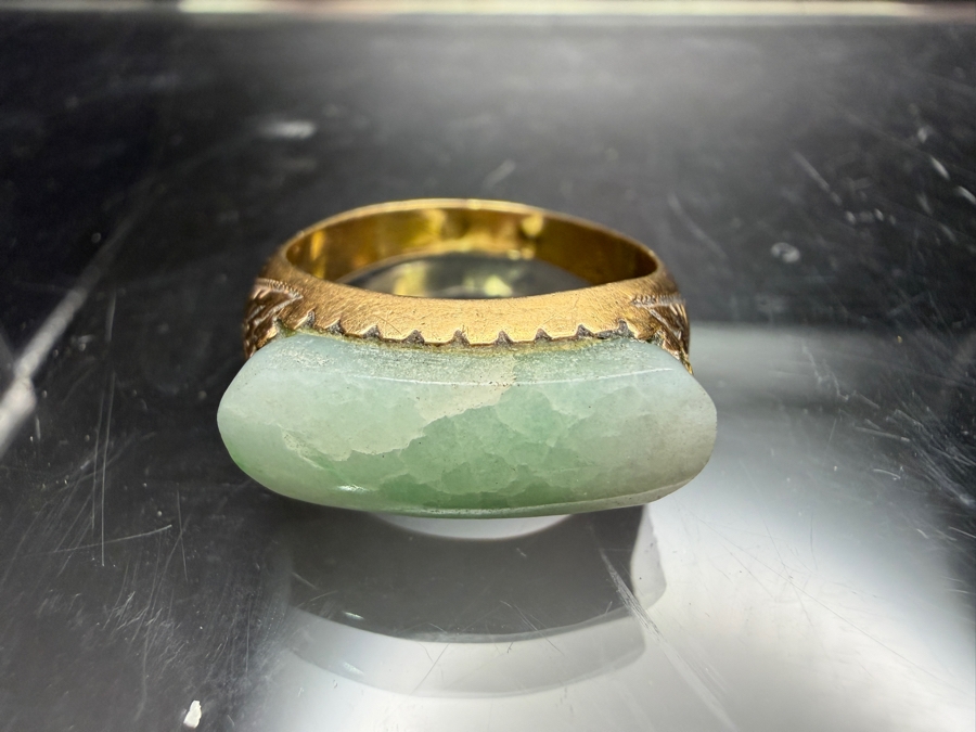 18k Gold Jadeite Ring Size 9 4.1g Retails $2,000 [Photo 9]