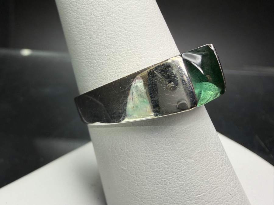 18k Gold 6.5mm Square Cabochon Tourmaline Ring Size 8 7.9g Retails $4,000 [Photo 2]
