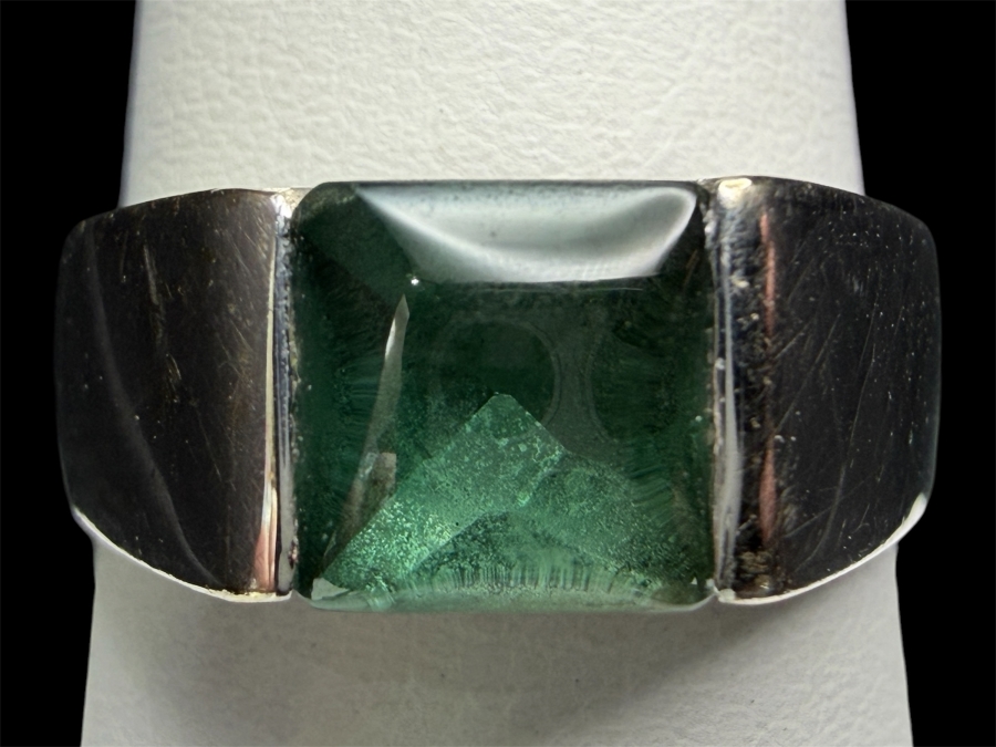 18k Gold 6.5mm Square Cabochon Tourmaline Ring Size 8 7.9g Retails $4,000