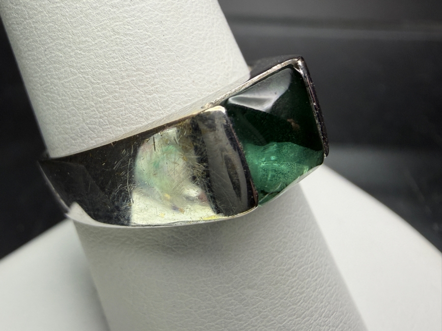 18k Gold 6.5mm Square Cabochon Tourmaline Ring Size 8 7.9g Retails $4,000 [Photo 3]