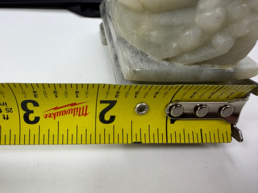 Just Added - Vintage Chinese Hand Carved Soapstone Mandarin Duck And Lotus Sculpture On Matching Stone Stand 4'W X 1.75'D X 4.75'H [Photo 7]