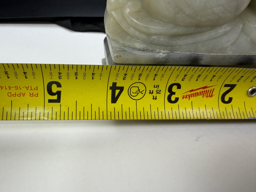 Just Added - Vintage Chinese Hand Carved Soapstone Mandarin Duck And Lotus Sculpture On Matching Stone Stand 4'W X 1.75'D X 4.75'H [Photo 6]