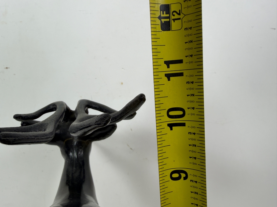 Just Added - MCM Art Deco Style Patinated Bronze Leaping Stag Or Deer Figurine On Naturalistic Rocky Base 14'W X 5'D X 11'H [Photo 9]