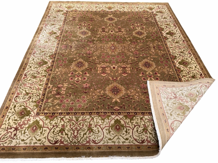 Just Added - Vintage Hand-Knotted Persian Mahal Wool Rug With Large-Scale Floral Pattern In Sage And Ivory 98'W X 120'H [Photo 2]