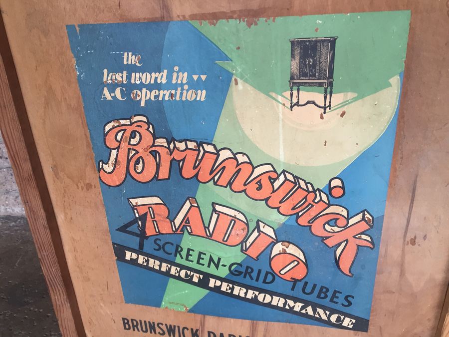 Large Vintage Brunswick Radio Corporation Shipping Crate - Convert To Cabinet - Great Prop - RARE [Photo 3]