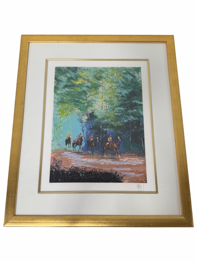 Just Added - Morning Workout By Mark King, A Signed And Numbered Limited Edition Serigraph On Paper From His Equestrian Suite 17' X 23' Framed 27.5' X 32'  (RSF)
 [Photo 2]