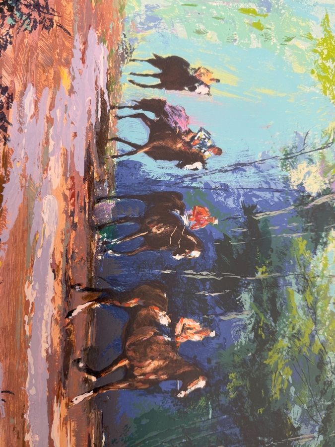 Just Added - Morning Workout By Mark King, A Signed And Numbered Limited Edition Serigraph On Paper From His Equestrian Suite 17' X 23' Framed 27.5' X 32'  (RSF)
 [Photo 5]