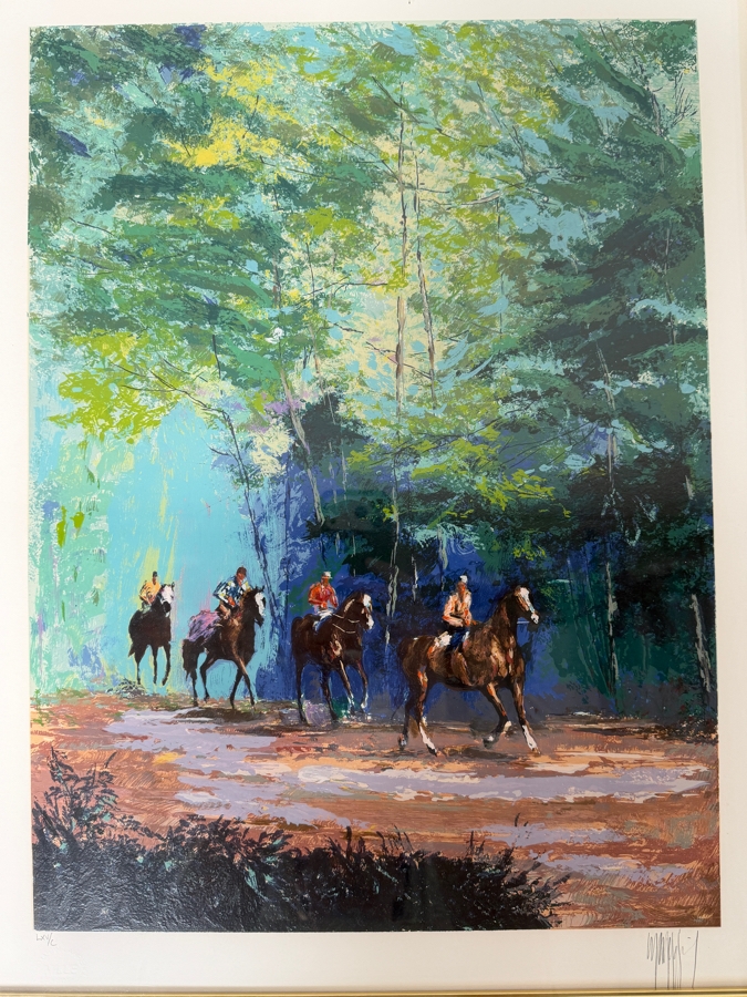 Just Added - Morning Workout By Mark King, A Signed And Numbered Limited Edition Serigraph On Paper From His Equestrian Suite 17' X 23' Framed 27.5' X 32'  (RSF)
 [Photo 3]