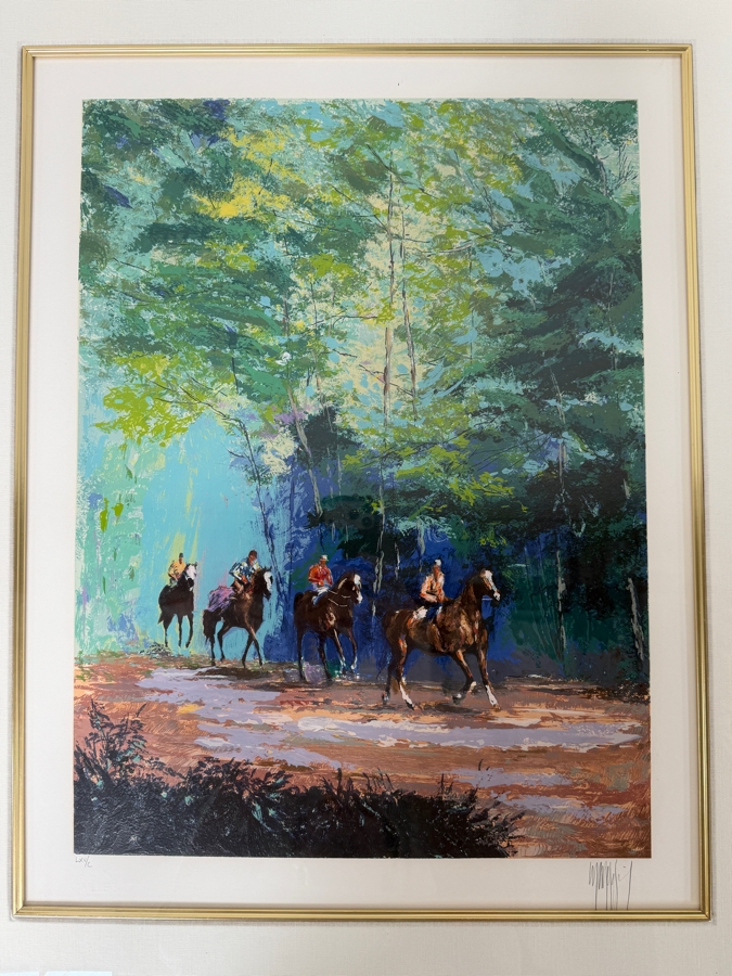 Just Added - Morning Workout By Mark King, A Signed And Numbered Limited Edition Serigraph On Paper From His Equestrian Suite 17' X 23' Framed 27.5' X 32'  (RSF)
