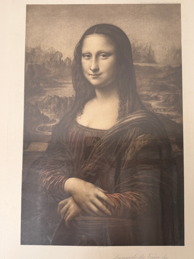 Antique 1909 Print Of 'Mona Lisa' By Leonardo Da Vinci Published In Berlin, Germany By Verlag Der Gesellschaft Zur Verbreitung Klassischer Kunst (Publisher Of The Society For The Distribution Of Classical Art) No. 171 14.5 X 22 Framed 25 X 35 [Photo 7]