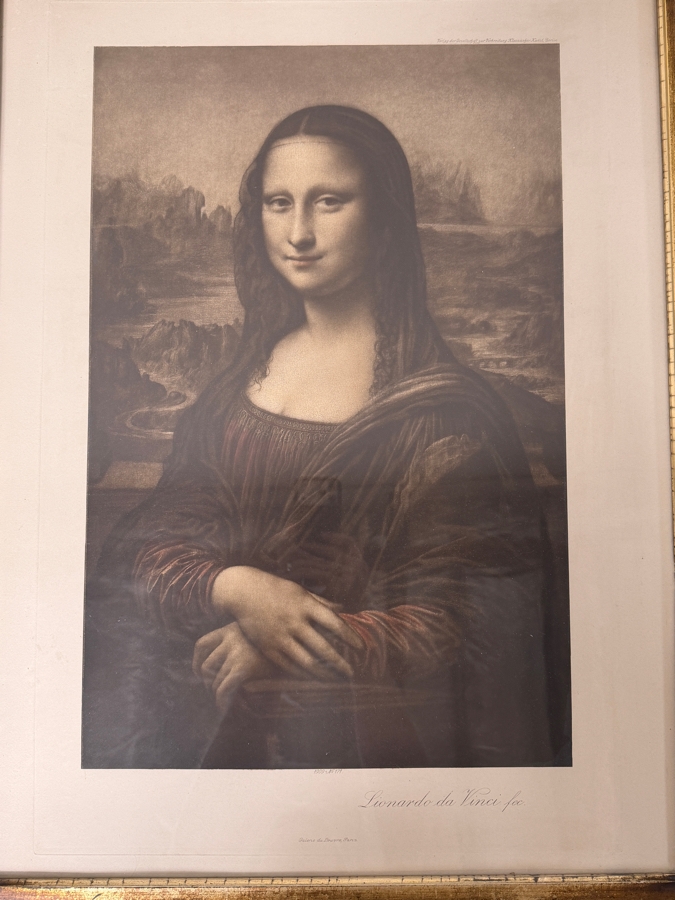 Antique 1909 Print Of 'Mona Lisa' By Leonardo Da Vinci Published In Berlin, Germany By Verlag Der Gesellschaft Zur Verbreitung Klassischer Kunst (Publisher Of The Society For The Distribution Of Classical Art) No. 171 14.5 X 22 Framed 25 X 35 [Photo 5]