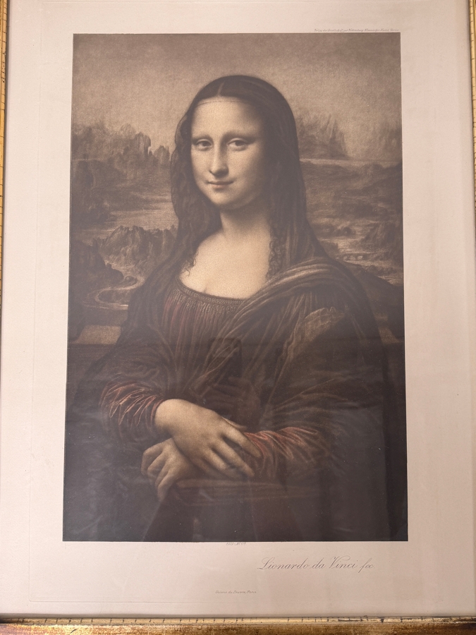 Antique 1909 Print Of 'Mona Lisa' By Leonardo Da Vinci Published In Berlin, Germany By Verlag Der Gesellschaft Zur Verbreitung Klassischer Kunst (Publisher Of The Society For The Distribution Of Classical Art) No. 171 14.5 X 22 Framed 25 X 35 [Photo 6]
