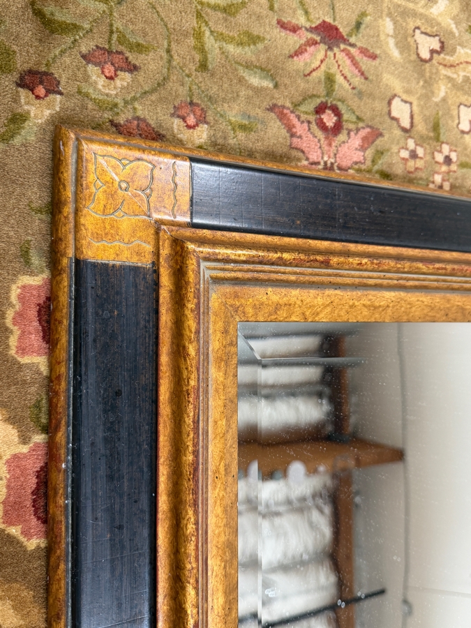 Just Added - Pair Of Beveled Glass Wooden Wall Mirrors [Photo 4]