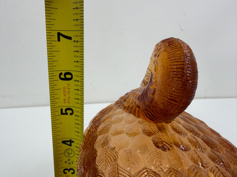 Just Added - Pair Of LE Smith Glass Turkey Candy Dishes 6.5'W X 7'H [Photo 6]