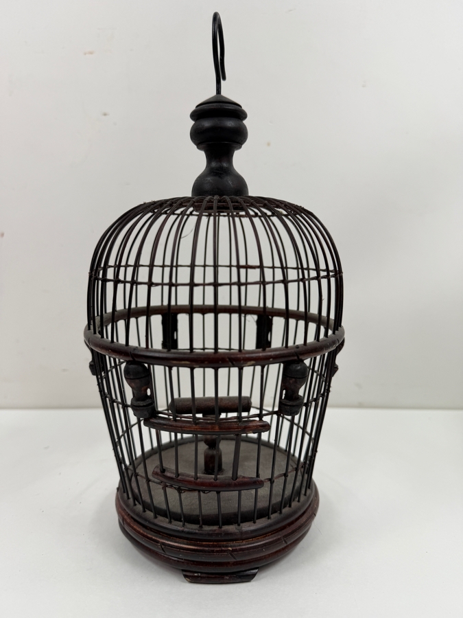 Just Added - Miniature Hanging Wooden Bird Cage 11'H (RSF) [Photo 3]