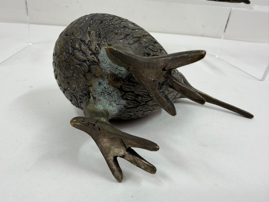 Just Added - Pair Of Cast Metal Kiwi Bird Sculptures 5.5W X 2.5D X 4H [Photo 4]
