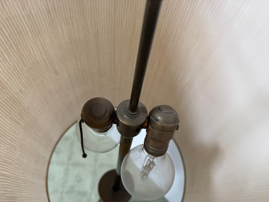 Just Added - Stunning Mid-Century Asian Hand Relief Carved Mahogany Wooden Floor Lamp Featuring Cranes And Butterflies With Original Silk Shade [Photo 10]