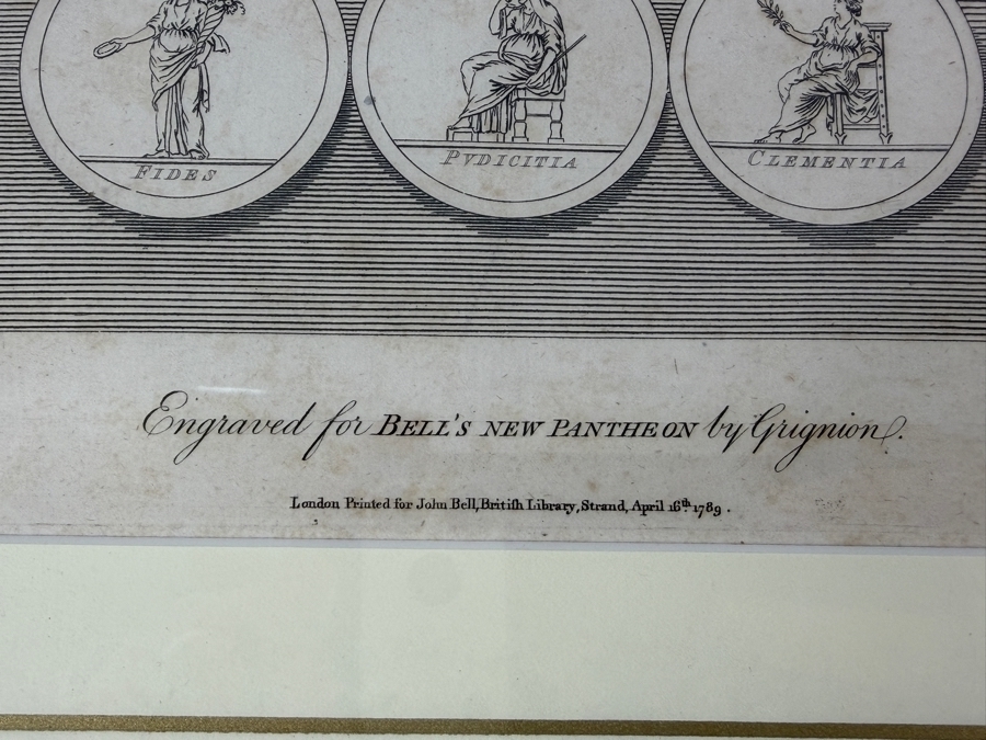 Just Added - 18th-Century Copperplate Engraving Of Roman And Greek Deities From Bell's New Pantheon, Engraved By Charles Grignion, 1789 7' X 10' Framed 15.5' X 18' (RSF) [Photo 4]