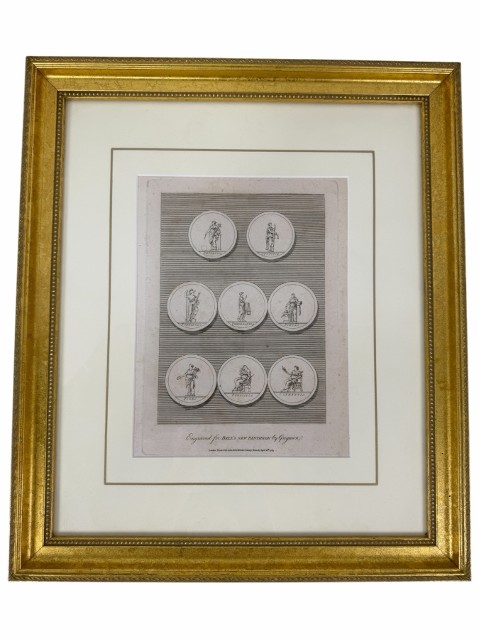 Just Added - 18th-Century Copperplate Engraving Of Roman And Greek Deities From Bell's New Pantheon, Engraved By Charles Grignion, 1789 7' X 10' Framed 15.5' X 18' (RSF) [Photo 2]