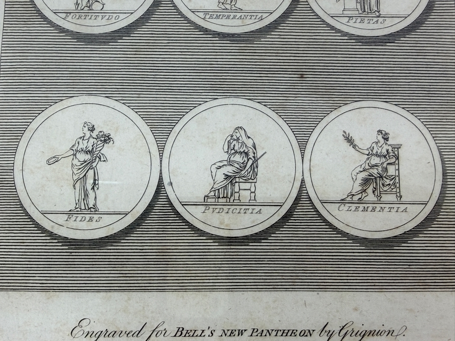 Just Added - 18th-Century Copperplate Engraving Of Roman And Greek Deities From Bell's New Pantheon, Engraved By Charles Grignion, 1789 7' X 10' Framed 15.5' X 18' (RSF) [Photo 6]