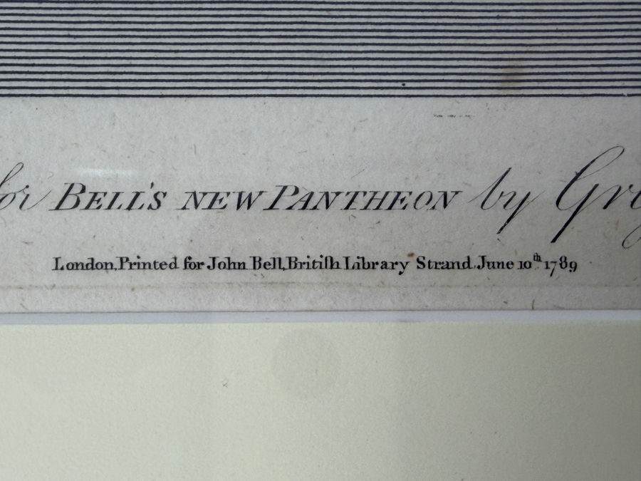 Just Added - 18th-Century Copperplate Engraving Of Roman And Greek Deities From Bell's New Pantheon, Engraved By Charles Grignion, 1789 7' X 10' Framed 15.5' X 18' (RSF) [Photo 5]