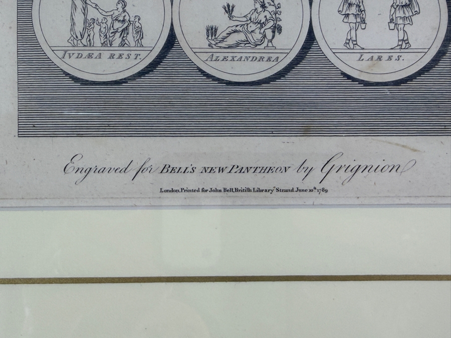 Just Added - 18th-Century Copperplate Engraving Of Roman And Greek Deities From Bell's New Pantheon, Engraved By Charles Grignion, 1789 7' X 10' Framed 15.5' X 18' (RSF) [Photo 4]