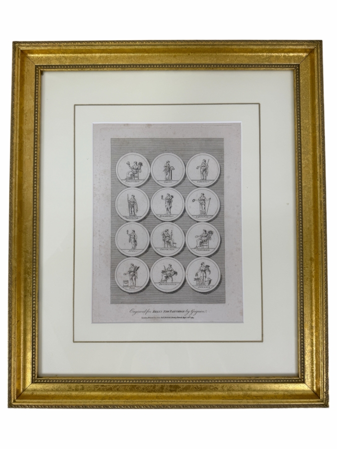 Just Added - 18th-Century Copperplate Engraving Of Roman And Greek Deities From Bell's New Pantheon, Engraved By Charles Grignion, 1789 7' X 10' Framed 15.5' X 18' (RSF) [Photo 2]